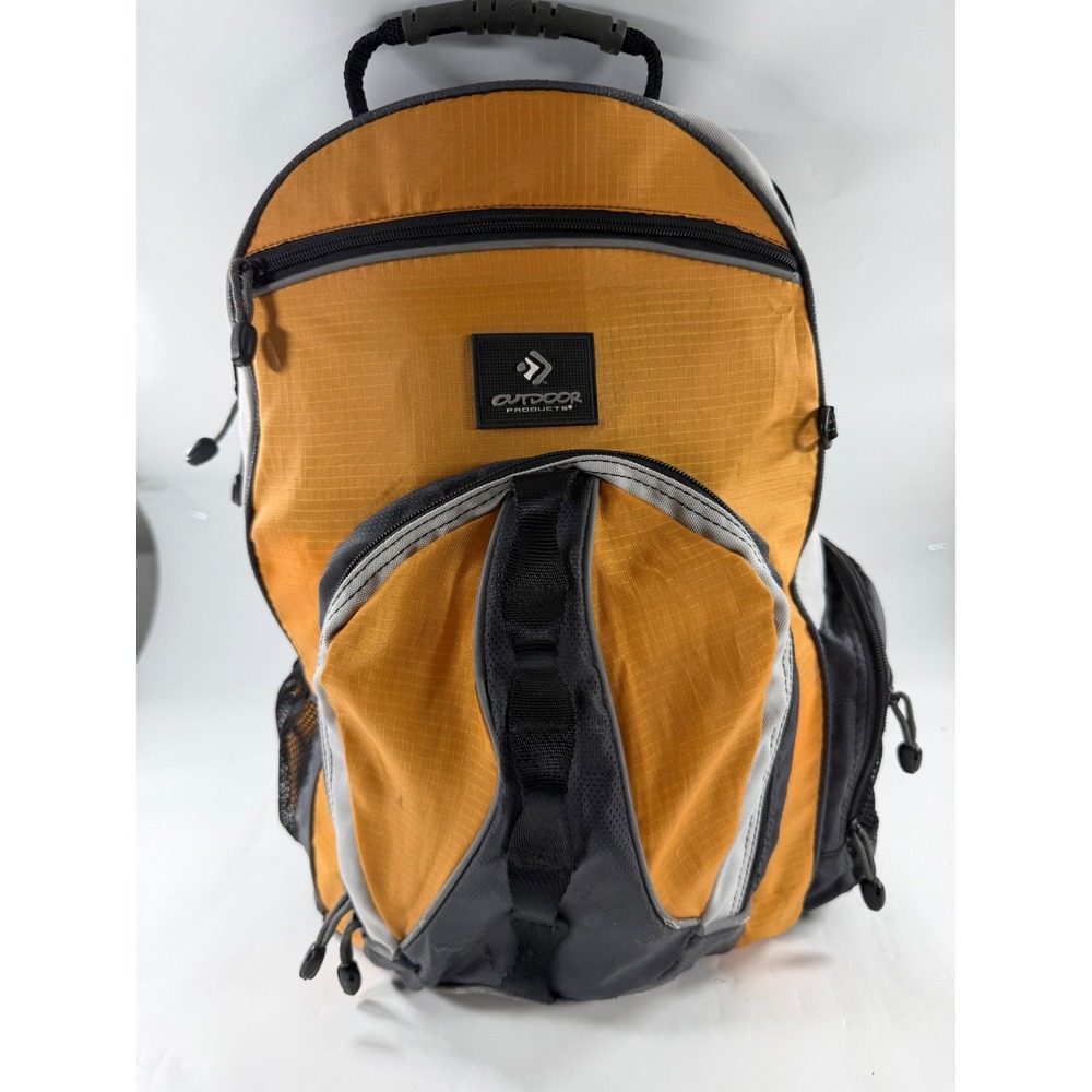 Outdoor Products Backpack Grey Orange Black Multi-Pocket Hiking School Bag